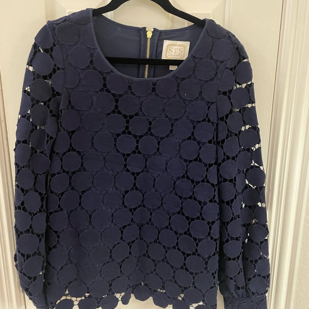 Sail to Sable Women's Navy Circle Lace Blouse
